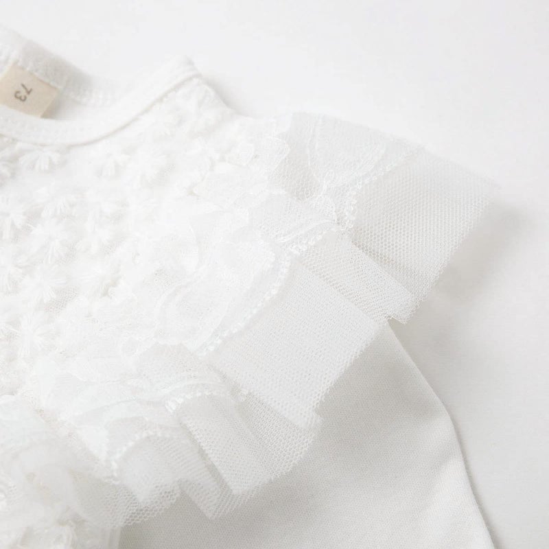 Curipeer Baby Girl Christening Lace Dress Cute Infant Party Wedding Tulle Dress White 0-3 Months - Image 5
